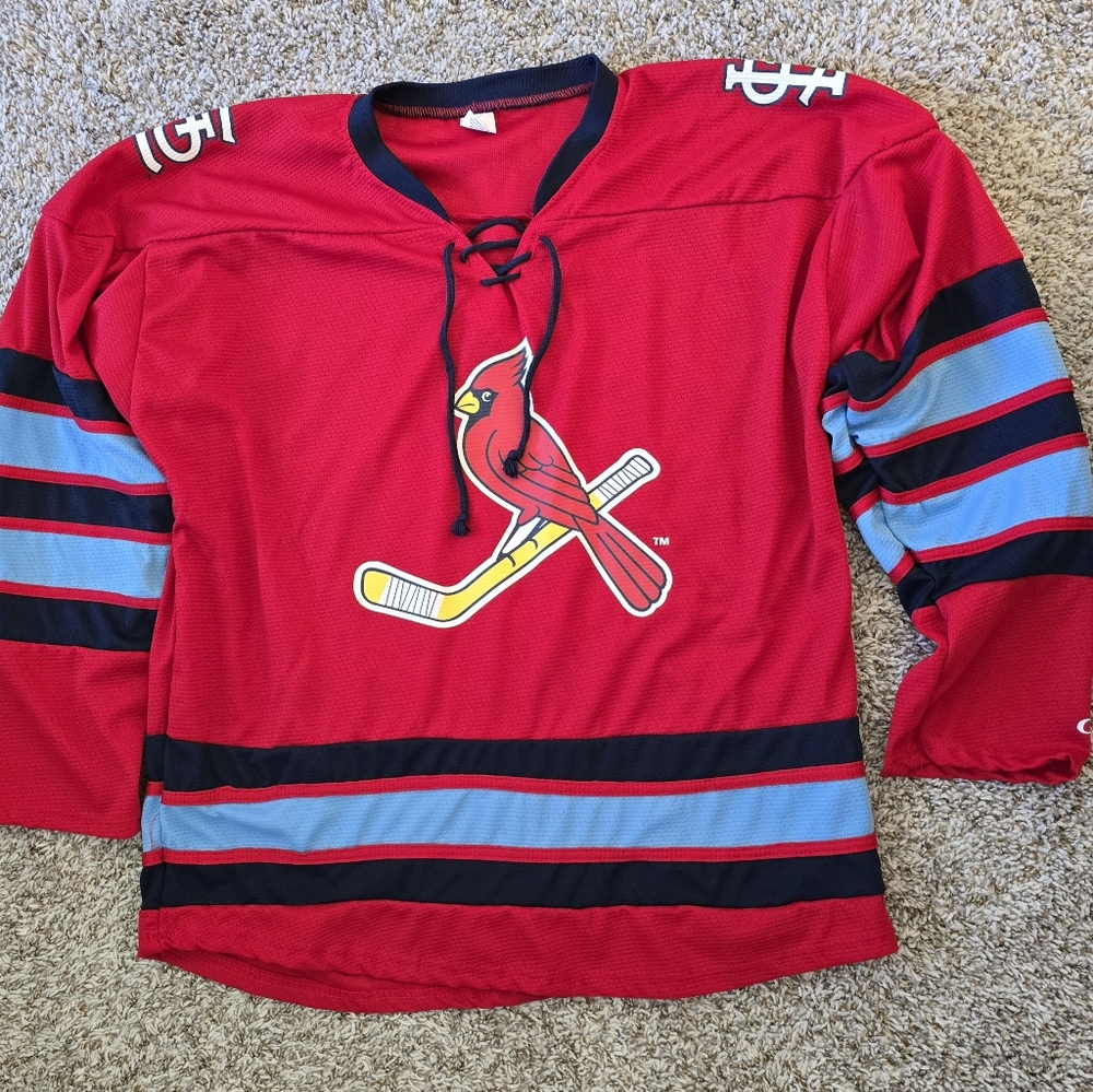 St. Louis Baseball Cardinals Red and Blue XL Hockey Jersey